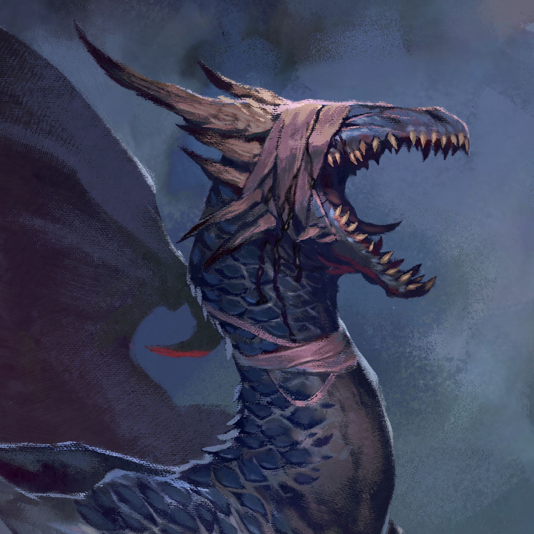 Nightmare Dragon, an eyeless dragon dripping with decay